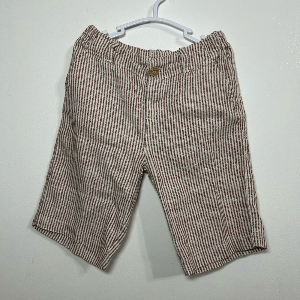 Zone & Tobia Boys Linen Blend Pinned striped shorts